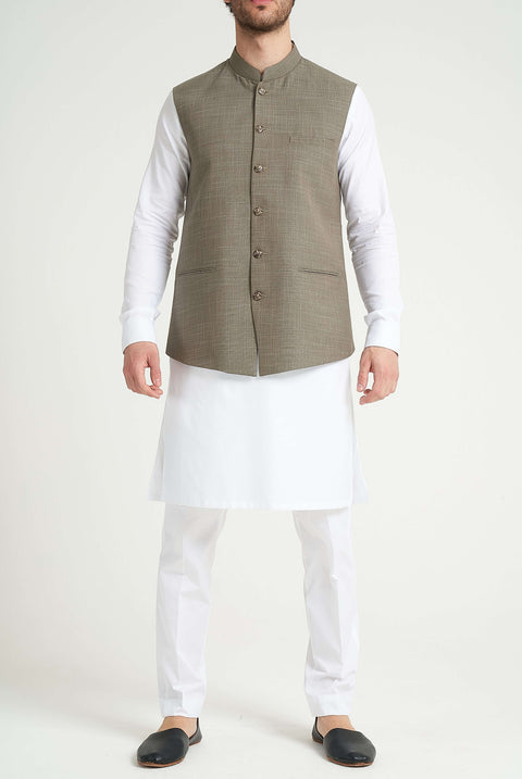 Burooj Man Pistachio Textured Men's Waistcoat