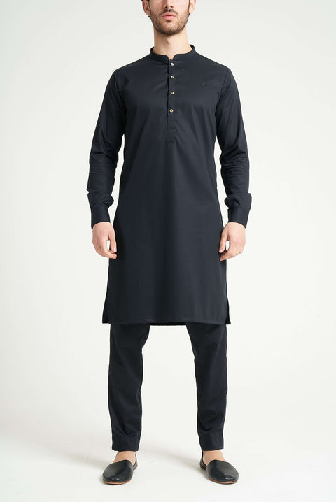 Burooj Man Classic Black Noir Italian Kurta Trouser