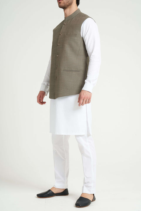 Burooj Man Pistachio Textured Men's Waistcoat