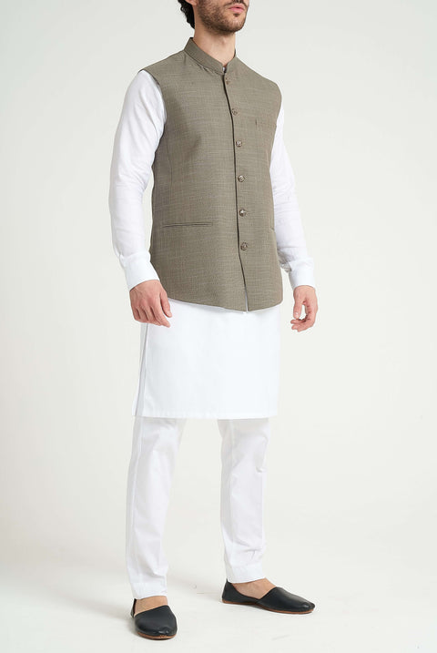 Burooj Man Pistachio Textured Men's Waistcoat