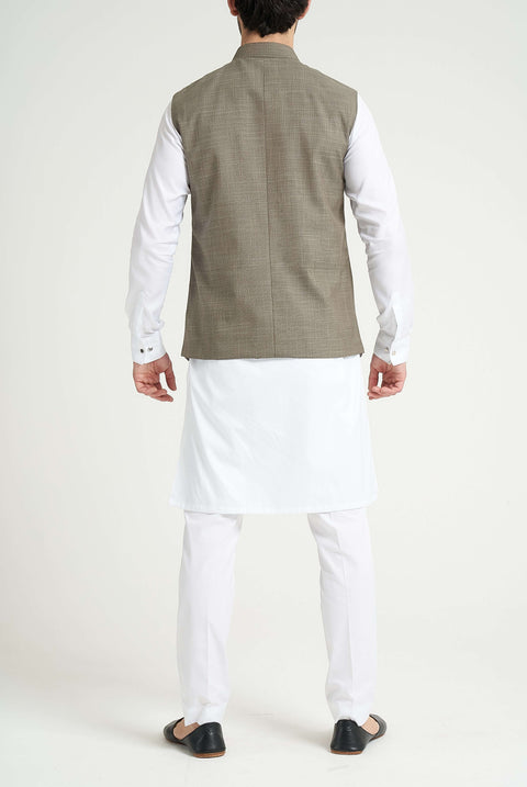 Burooj Man Pistachio Textured Men's Waistcoat