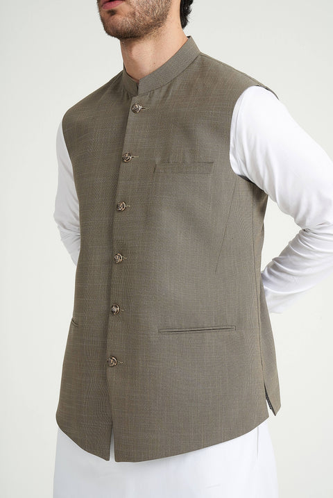 Burooj Man Pistachio Textured Men's Waistcoat