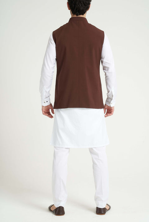 Burooj Men's Burgundy Pleated Waistcoat