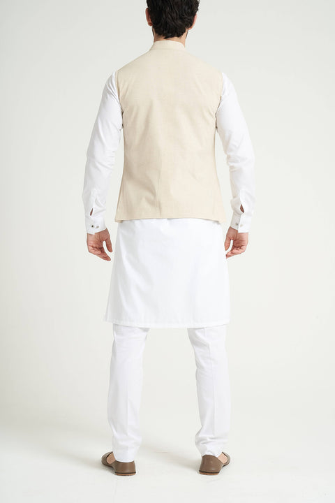 Burooj Man Off white Khaddar Slim Fit Men's Waistcoat