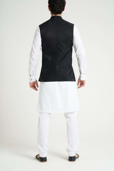 Burooj Man Black  Gold Thread Men's Waistcoat