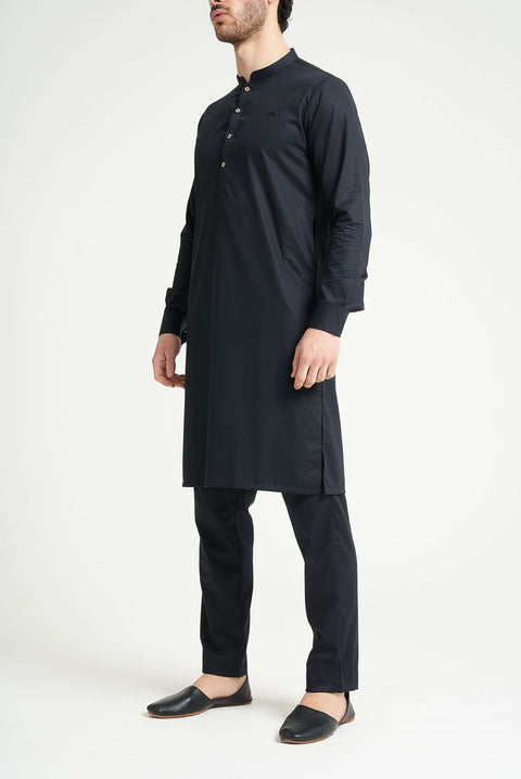 Burooj Man Classic Black Noir Italian Kurta Trouser