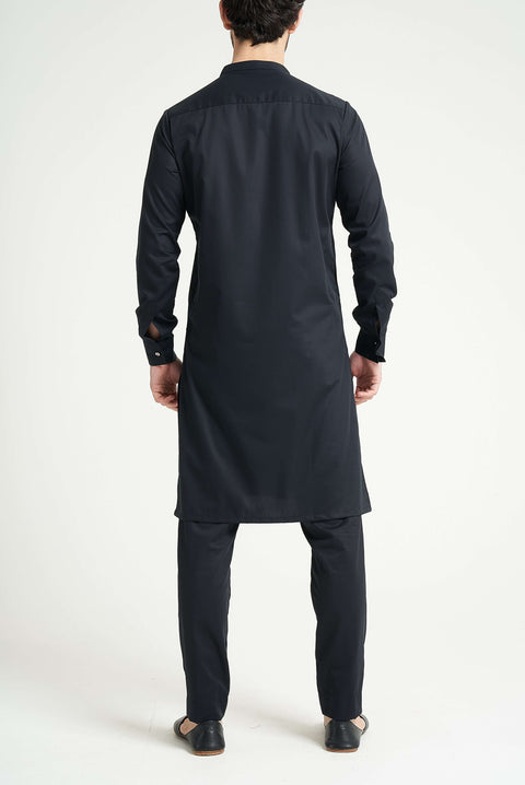 Burooj Man Classic Black Noir Italian Kurta Trouser