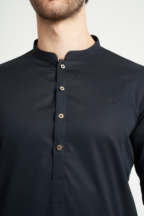 Burooj Man Classic Black Noir Italian Kurta Trouser