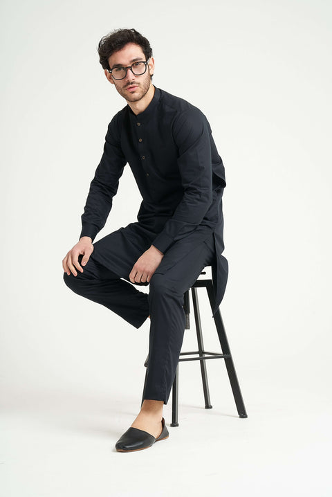 Burooj Man Classic Black Noir Italian Kurta Trouser