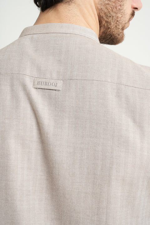 Burooj MAN Sand Herringbone Kurta/Trouser Tailored Fit