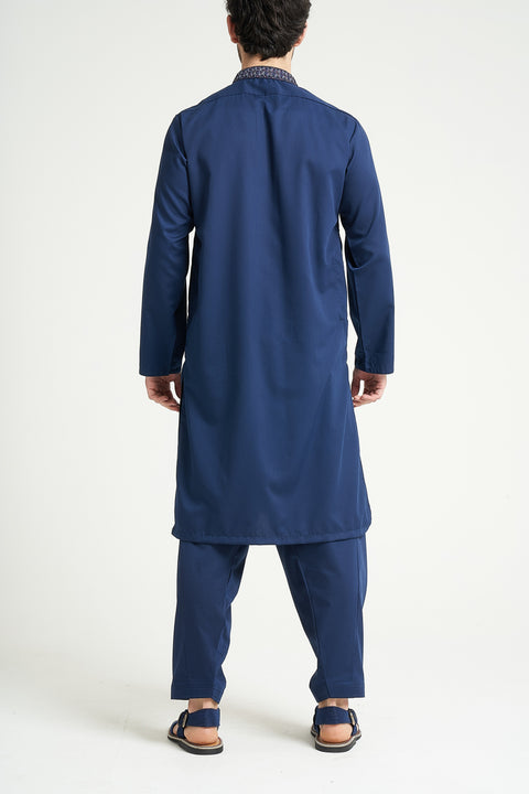 Burooj Men's Blue Loop Design Shalwar Kameez Regular Fit