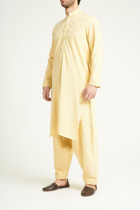 Burooj Man Cream Traditional Karandi Shalwar Kameez Regular Fit