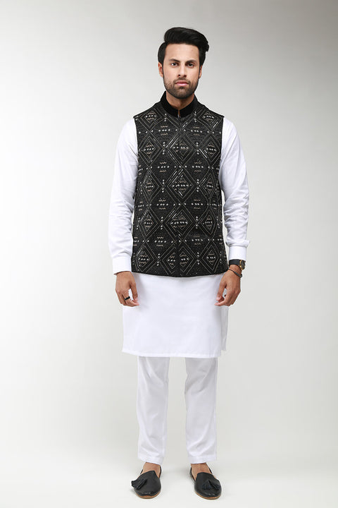 BUROOJ man Black Waistcoat
