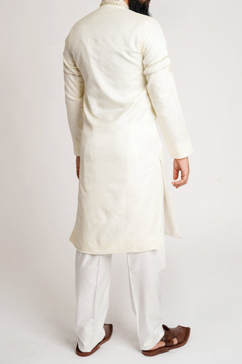 Burooj Men's Formal Off-White Kurta Slim Fit