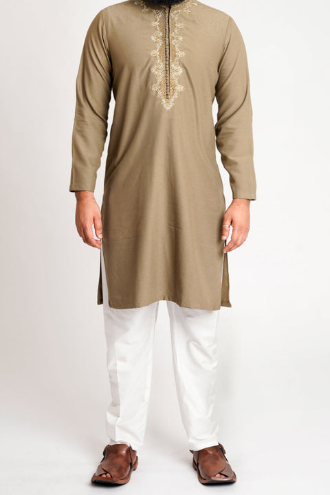 Burooj Men's Formal Khaki Kurta