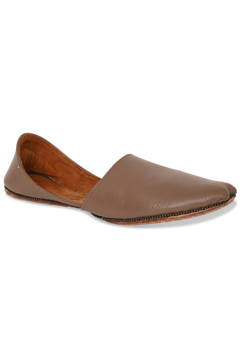 Burooj Men's Mocha Zip Design Leather Kussah