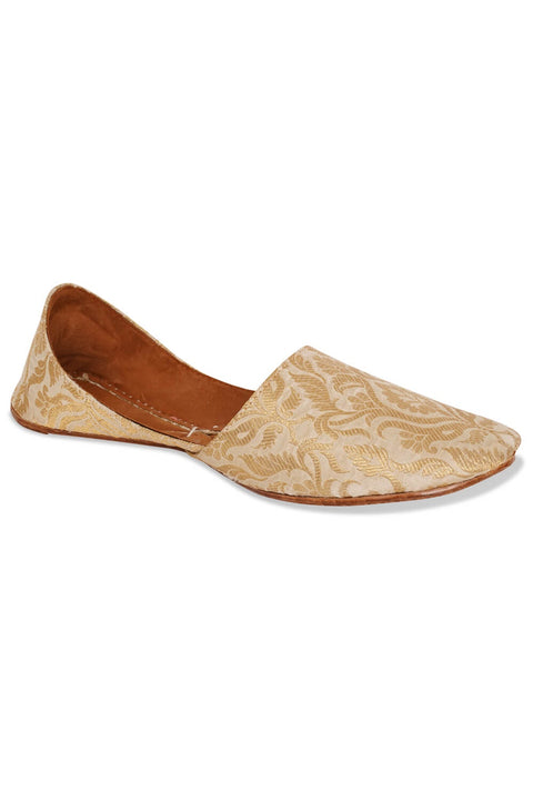 Burooj Men's Gold Jamawar Leather Kussah