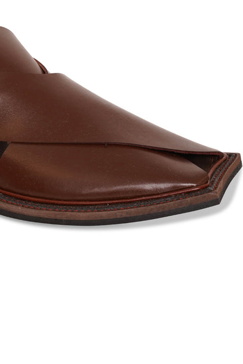 Brown Leather Peshawari Chappal