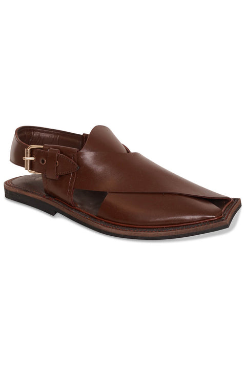 Brown Leather Peshawari Chappal