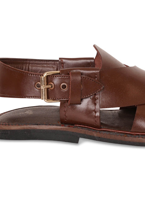 Brown Leather Peshawari Chappal