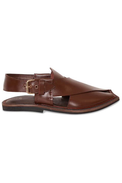 Brown Leather Peshawari Chappal