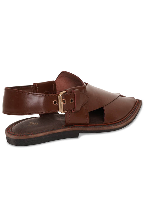 Brown Leather Peshawari Chappal