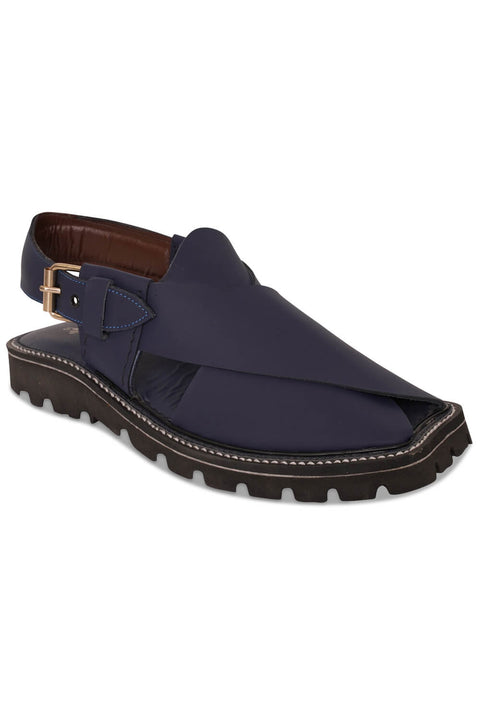 Matt Blue Peshawari Chappal