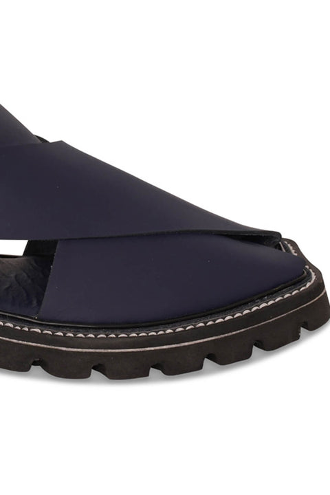 Matt Blue Peshawari Chappal