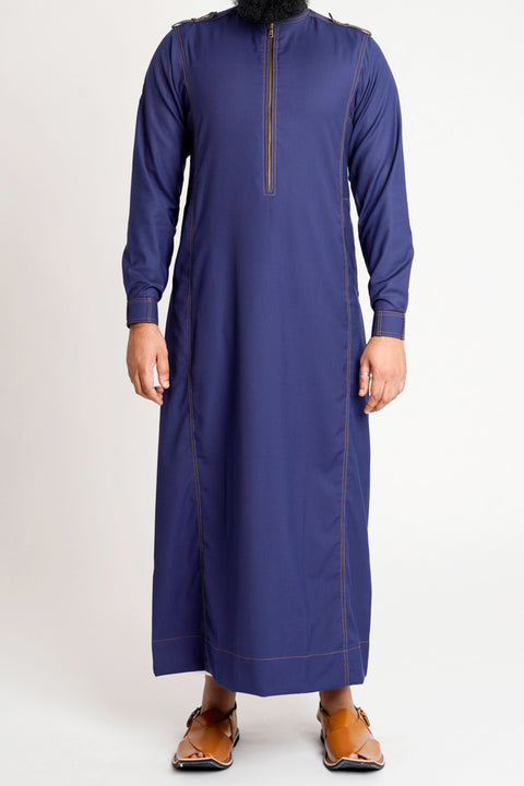 Burooj Men's Denim Styled Navy Blue Thobe / Jubbah