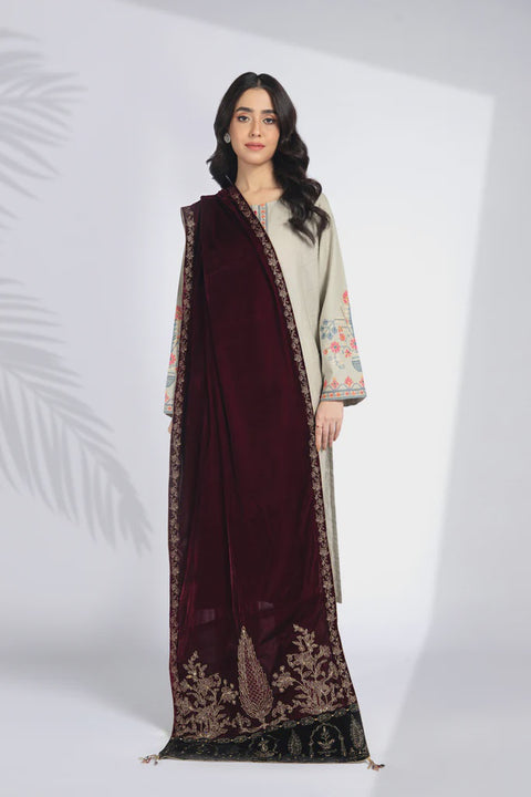 Maroon Velvet Shawl Saru