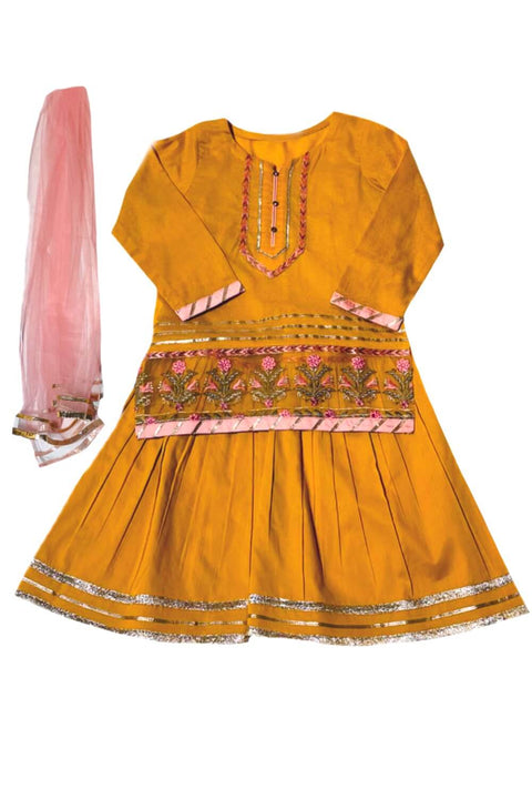 Burooj Kids Girls Mustard  Ghararah Set