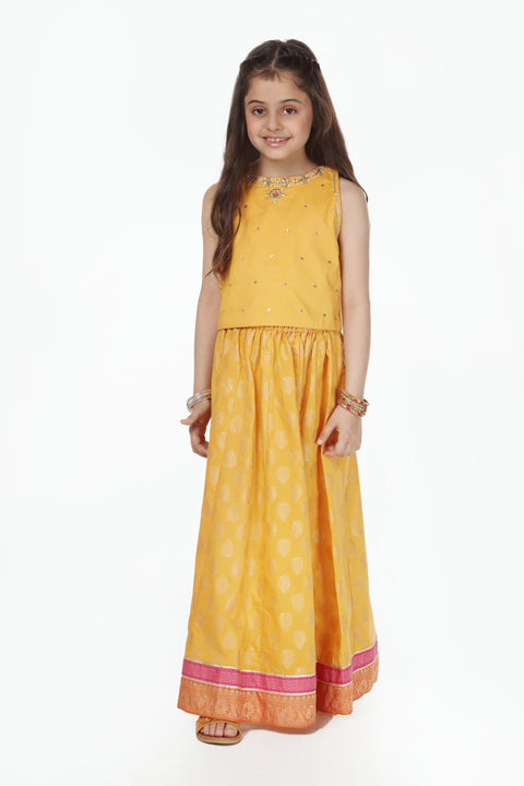 Yellow Girls Top & Lehnga