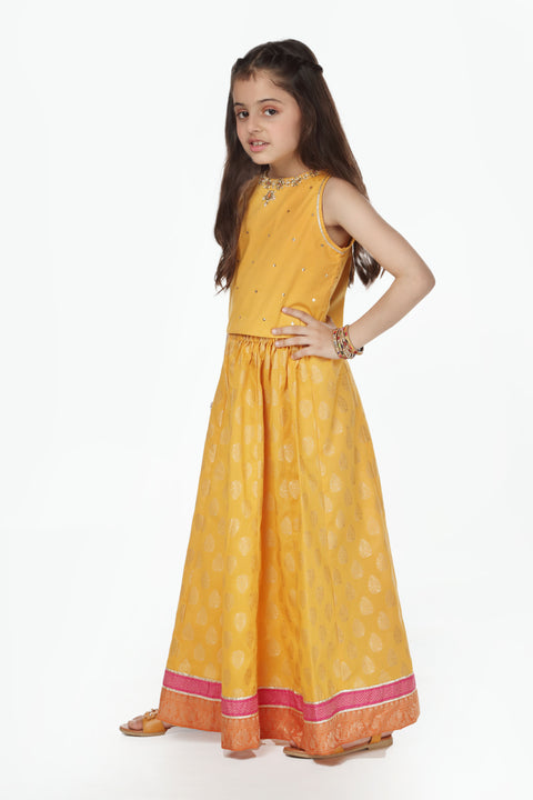 Yellow Girls Top & Lehnga