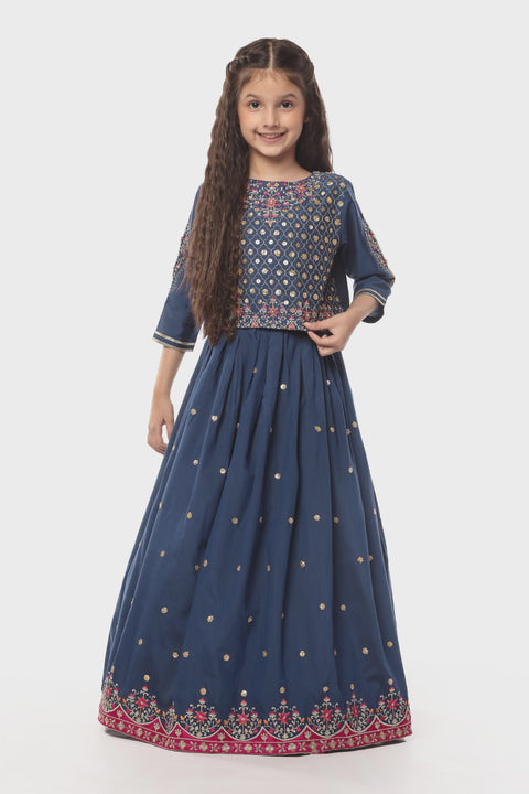 Navy Blue Top and Lengah 2pc