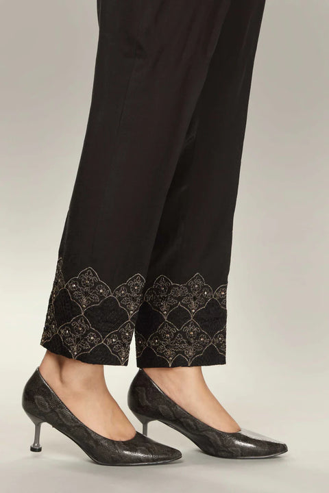 Smoke Jalli Black Silk Trouser
