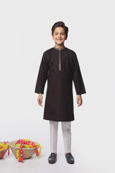 Boys Black Tila Kurta Trouser 2pc