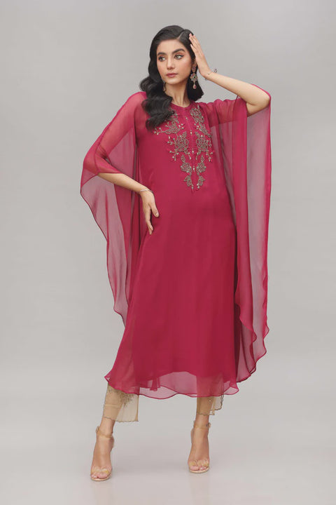 Berry Flow Plum Chiffon Kaftan