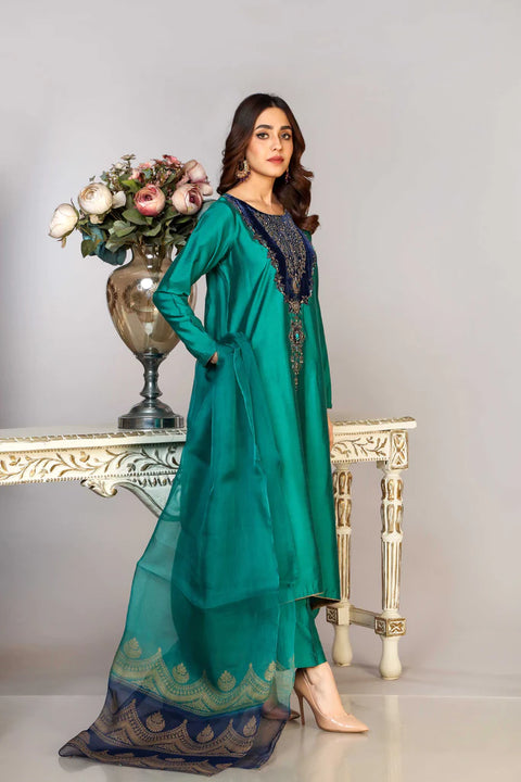 Chinyere Ladies EMERALD SILK 3Pc Suit
