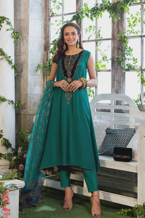 Chinyere Ladies EMERALD SILK 3Pc Suit