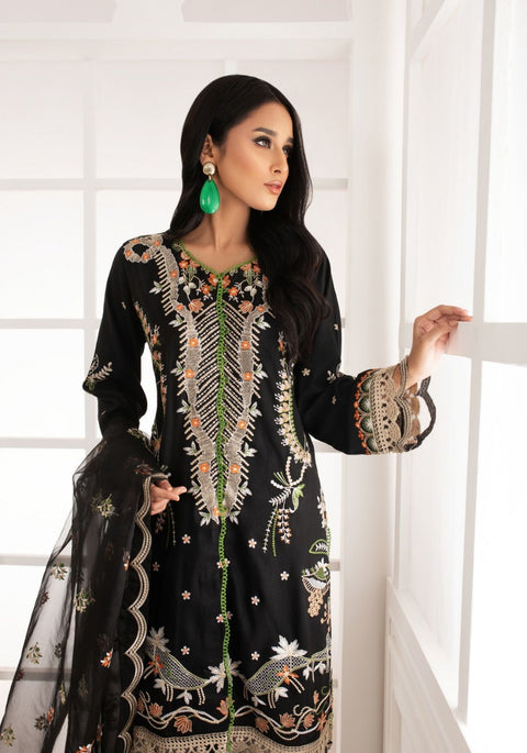 Dyed indian Raw Silk Embroidered Suit 3Pc  ILP-21-28