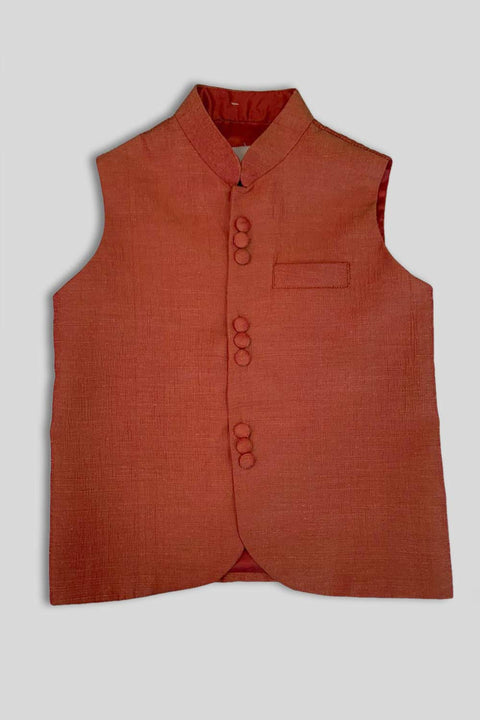 Burooj Kids Rust Two Tone Waistcoat