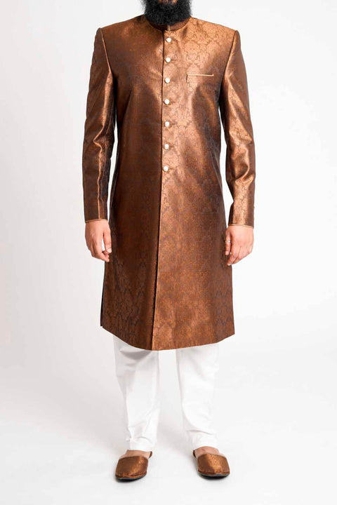 Burooj Men's Copper Brocade  Sherwani