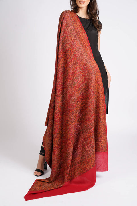 Burooj Women's Red Wool blend Shawl