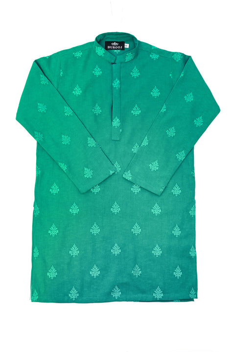 Boys Kids Green Embroidered Kurta/trouser