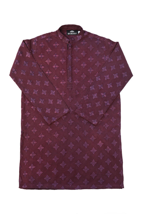 Boys Kids Purple Embroidered Kurta/trouser