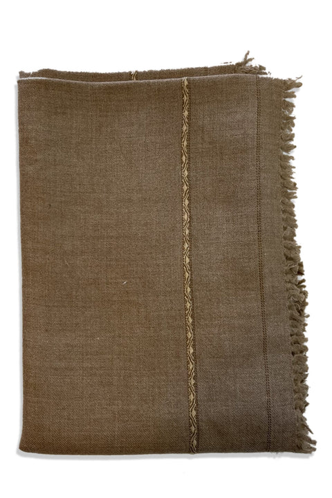 Burooj Men's Wool blend Shawl Kaki Brown Small Border