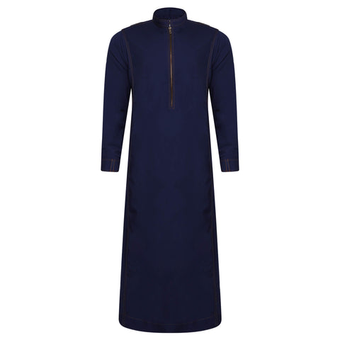 Burooj Men's Denim Styled Navy Blue Thobe / Jubbah