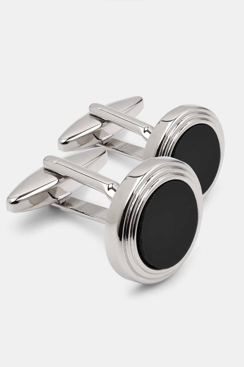 Mens silver & Black cufflinks