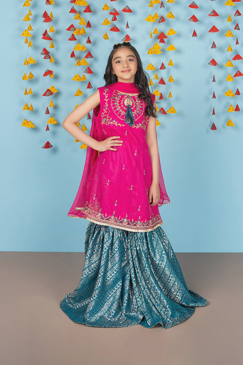 Girls Pink / Blue Kameez Gharara & Dupatta 3pc