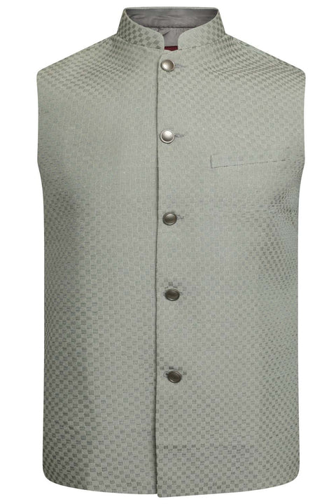 Burooj Men's Powder Green Karandi Men's Waistcoat